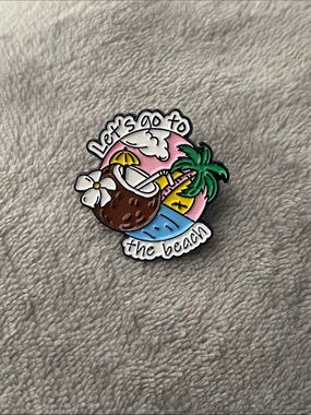 “let’s go to the beach” enamel pin